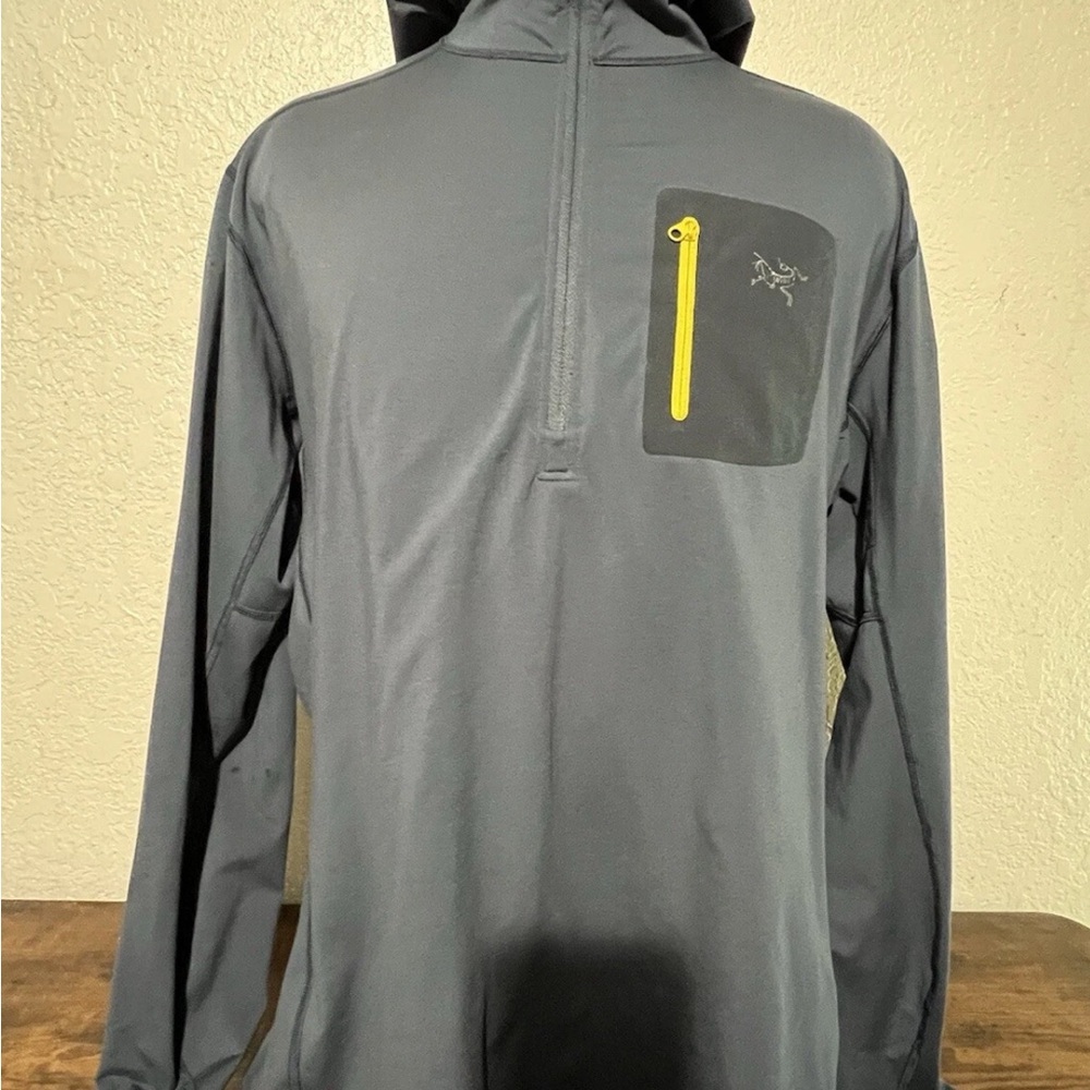 Arc'teryx Gray Hooded Jacket with Yellow Accent